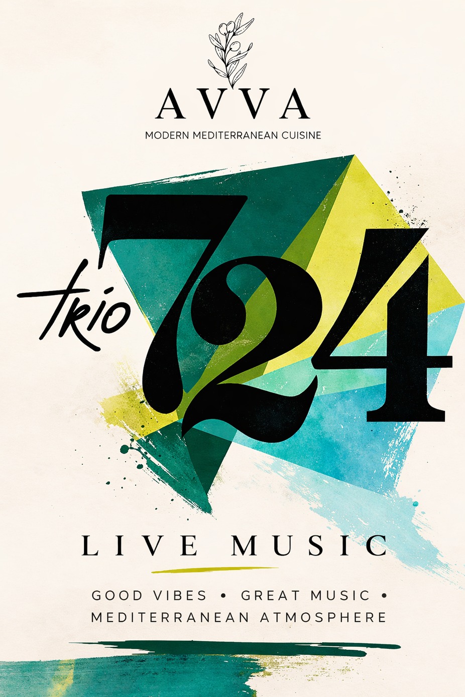 AVVA event poster for LIVE MUSIC - Live Jazz Music by Trio724